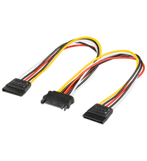 Kabel Strom Y-Verteiler 2x SATA -> SATA 15pin 0,15m