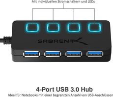USB HUB 4 Port extern USB3.0 +Buttons