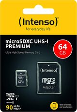 64GB SDXC Micro Card Intenso Class 10 inkl. Adapter 90MB/s