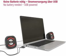 Aktivboxen 2.0 Hama Sonic rot USB3.0 3,5mm Klinke